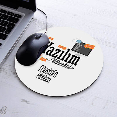 İsimli Yazılım Mühendisi Temalı Yuvarlak Mousepad - 1