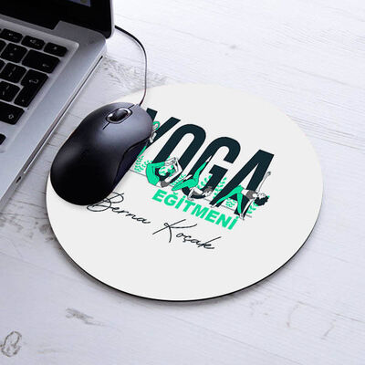 İsimli Yoga Eğitmenlerine Özel Yuvarlak Mousepad - 1