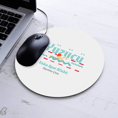 İsimli Yüzücü Temalı Yuvarlak Mousepad - 1