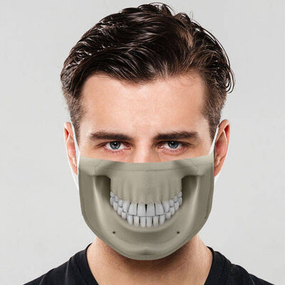 İskelet Ağzı Tasarımlı Yıkanabilir Maske - 1