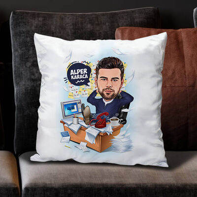 İşkolik Erkek Karikatürlü Yastık - 1