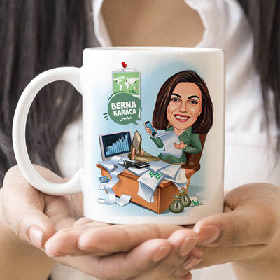 İşkolik Kadın Karikatürlü Bardak - 2