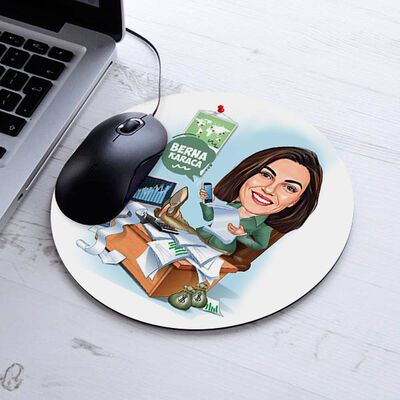 İşkolik Kadın Karikatürlü Mousepad - 1
