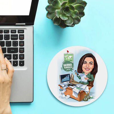 İşkolik Kadın Karikatürlü Mousepad - 2