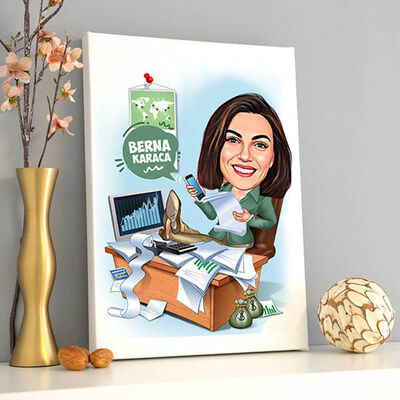 İşkolik Kadın Karikatürlü Tablo - 1