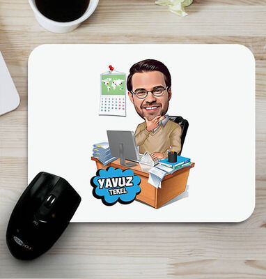 İşkolik Karikatürlü Mouse Pad - 1