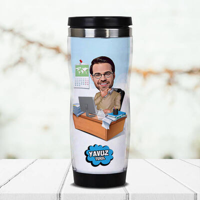 İşkolik Karikatürlü Termos Bardak - 1