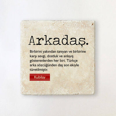 İsme Özel Arkadaş Taş Bardak Altlığı - 1