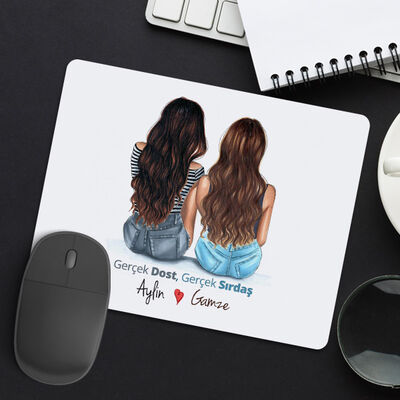 İsme Özel İki Kız Arkadaş Mousepad - 1