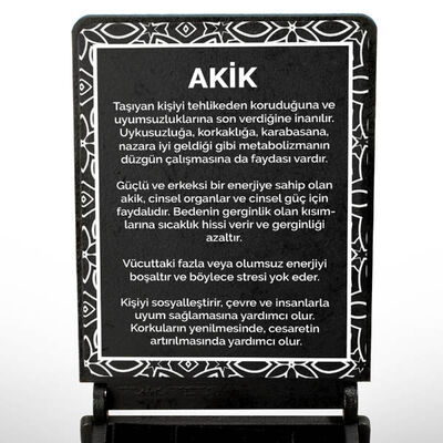 İsme Özel Kutulu Akik Taşı Ağaç Kolye - 2