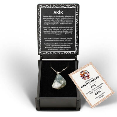 İsme Özel Kutulu Akik Taşı Kolye - 6