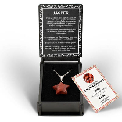 İsme Özel Kutulu Jasper Taşı Yıldız Kolye - 7