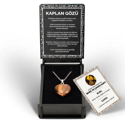 İsme Özel Kutulu Kalp Şeklinde Kaplan Gözü Taşı - 6