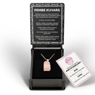 İsme Özel Kutulu Kuvars Taşı Pembe Kolye - 6