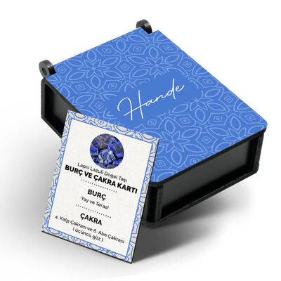 İsme Özel Kutulu Lapis Lazuli Taşı Ağaç Kolye - 3