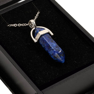 İsme Özel Kutulu Lapis Lazuli Taşı Çubuk Kolye - 5