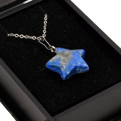 İsme Özel Kutulu Lapis Lazuli Taşı Yıldız Kolye - 5