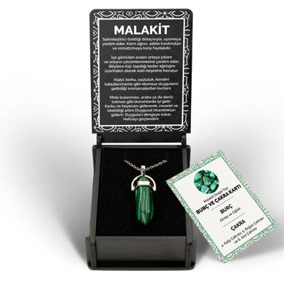 İsme Özel Kutulu Malakit Taşı Çubuk Kolye - 7