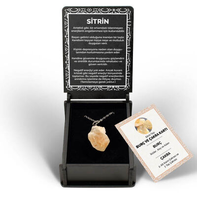 İsme Özel Kutulu Sitrin Taşı Kolye - 6