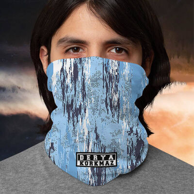 İsme Özel Mavi Kütük Tasarım Boyunluk Bandana - 1