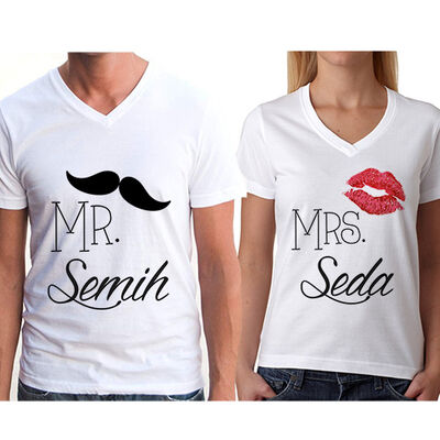 İsme Özel Mr & Mrs. Sevgili Tişörtleri - 2