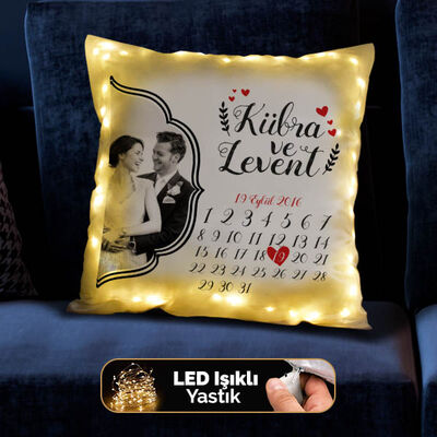 İsme Özel Romantik Yıldönümü Işıklı Yastığı - 4