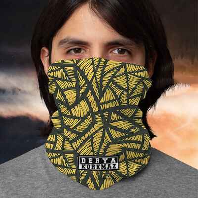 İsme Özel Sarı Zebra Tasarım Boyunluk Bandana - 1