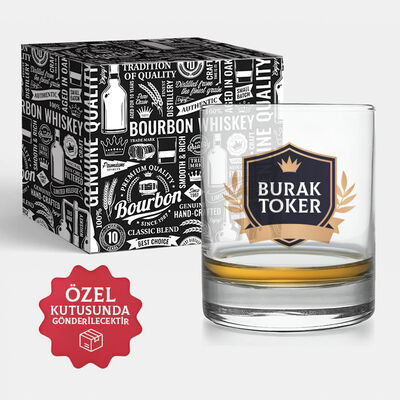 İsme Özel Viski Bardağı Hediyelik Şık Kutusunda - 1