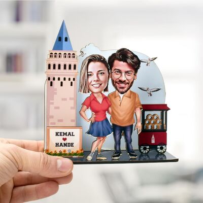 İstanbul Aşıkları Karikatürlü 3D Biblo - 1