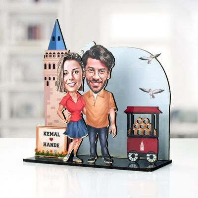 İstanbul Aşıkları Karikatürlü 3D Biblo - 2