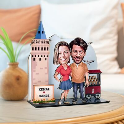 İstanbul Aşıkları Karikatürlü 3D Biblo - 3