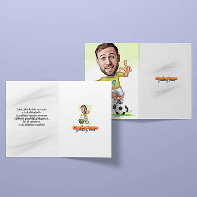 İyi Futbolcu Karikatürlü Tebrik Kartı - 2