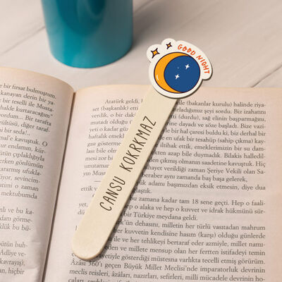 İyi Geceler İsimli Ahşap Kitap Okuma Ayracı - 3