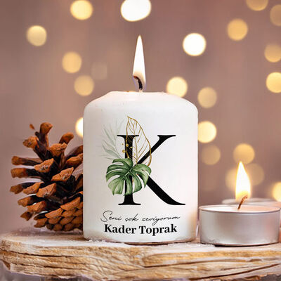 K Harfli Kişiye Özel Mum - 1