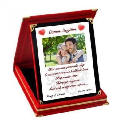Kadife Kutusunda Resim ve Mesajlı Plaket - 2