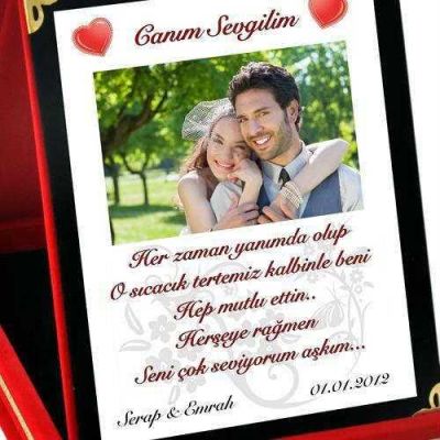 Kadife Kutusunda Resim ve Mesajlı Plaket - 3