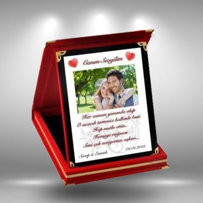Kadife Kutusunda Resim ve Mesajlı Plaket - 1