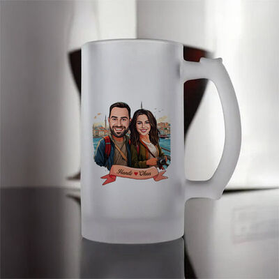 Kadim İstanbul ve Aşkımız Karikatürlü Bira Bardağı - 1