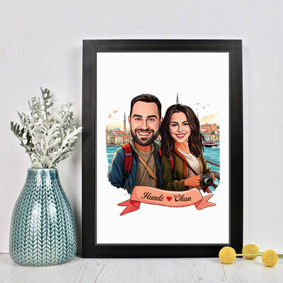 Kadim İstanbul ve Aşkımız Karikatürlü Çerçeve - 2