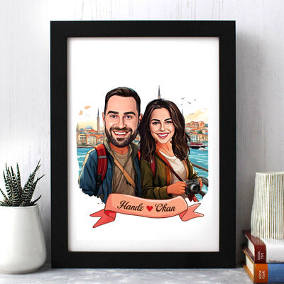 Kadim İstanbul ve Aşkımız Karikatürlü Çerçeve - 1