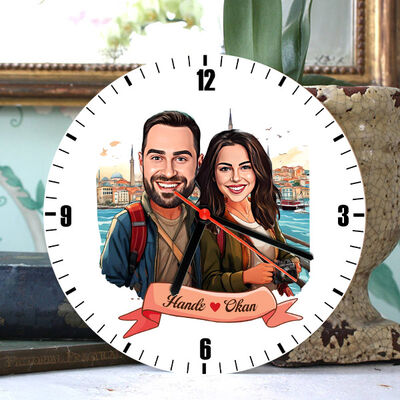 Kadim İstanbul ve Aşkımız Karikatürlü Duvar Saati - 1