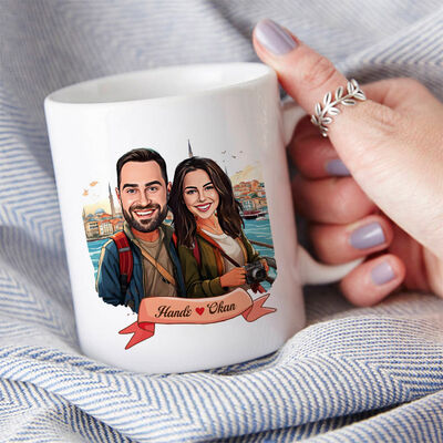 Kadim İstanbul ve Aşkımız Karikatürlü Kupa Bardak - 2