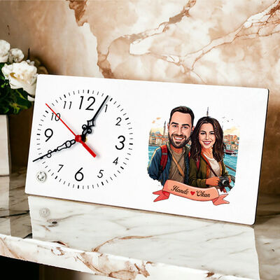 Kadim İstanbul ve Aşkımız Karikatürlü Masa Saati - 2