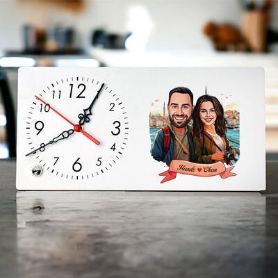 Kadim İstanbul ve Aşkımız Karikatürlü Masa Saati - 1