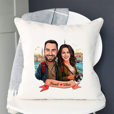 Kadim İstanbul ve Aşkımız Karikatürlü Yastık - 1