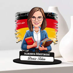 Kadın Almanca Öğretmeni Karikatürlü Biblo