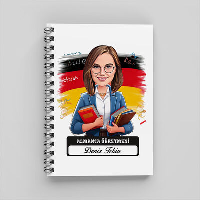Kadın Almanca Öğretmeni Karikatürlü Defter - 1