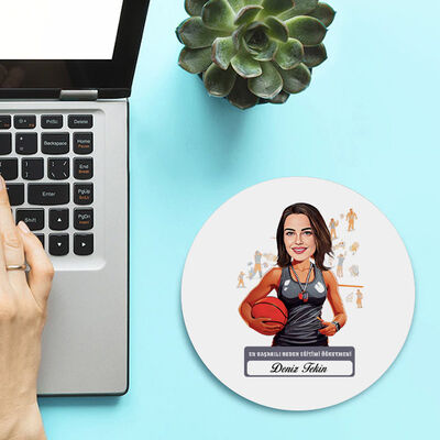 Kadın Beden Eğitimi Öğretmeni Temalı Karikatürlü Mousepad - 1