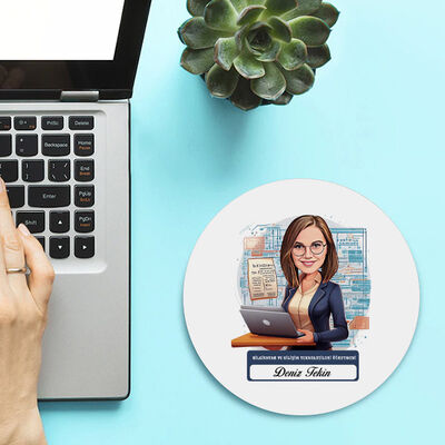 Kadın Bilgisayar Öğretmeni Temalı Karikatürlü Mousepad - 1