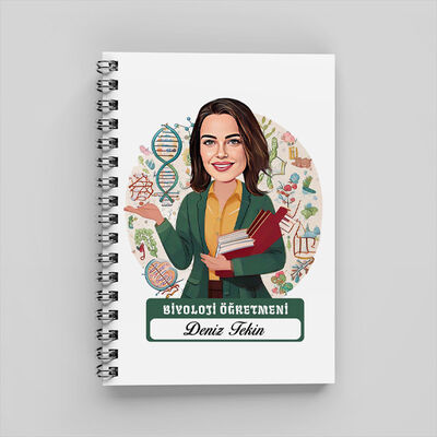 Kadın Biyoloji Öğretmeni Karikatürlü Defter - 1